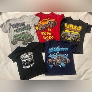 Monster Jam T-Shirts. El Toro loco, Grave Digger, Max D, Megalodon. Size 2T